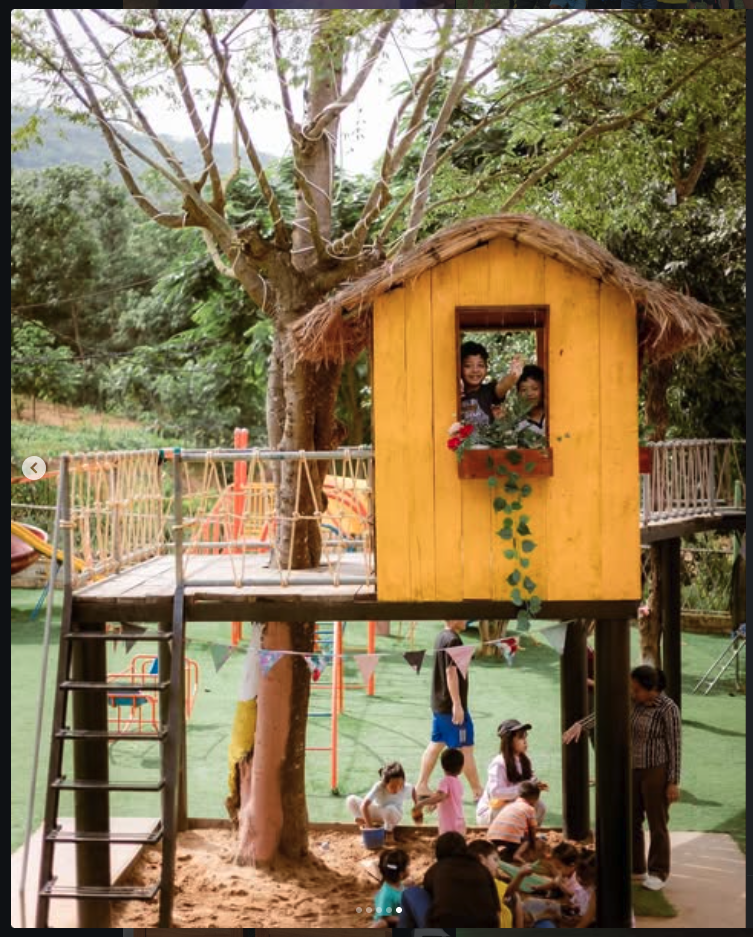 Kids playing at treehouse